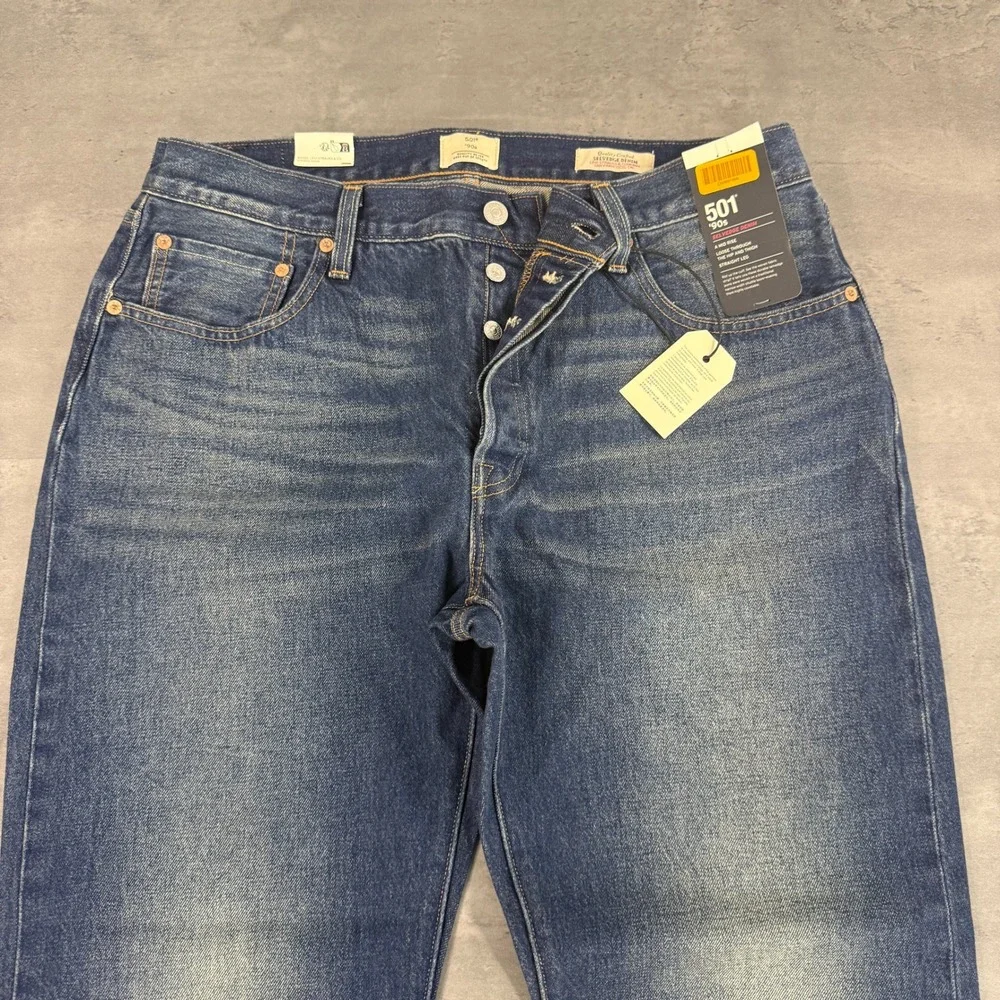 Levi's Jeans 32x30 501 90s Blue Selvedge Denim Straight Leg Dark Wash Big E $138